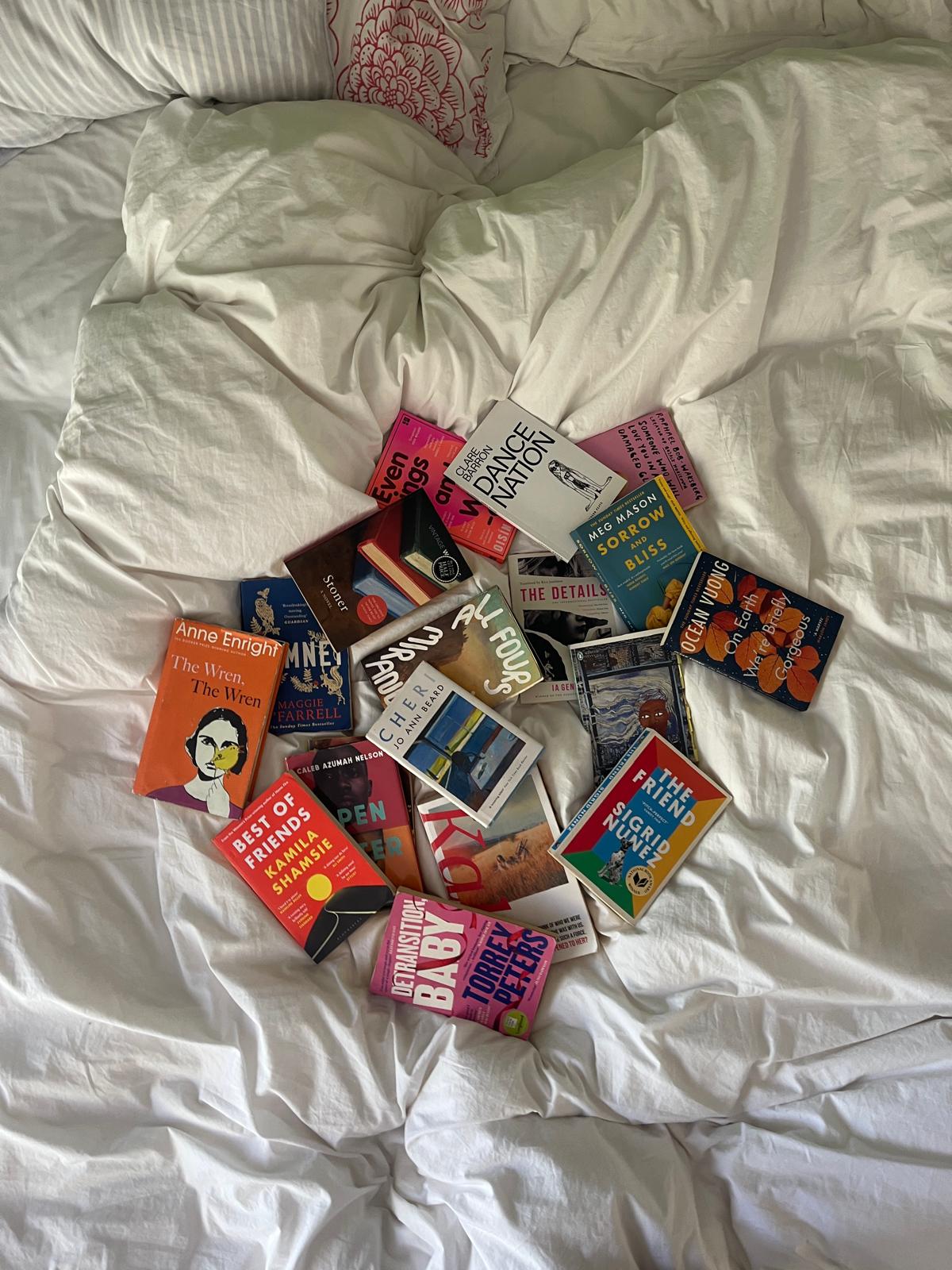 Books on bed